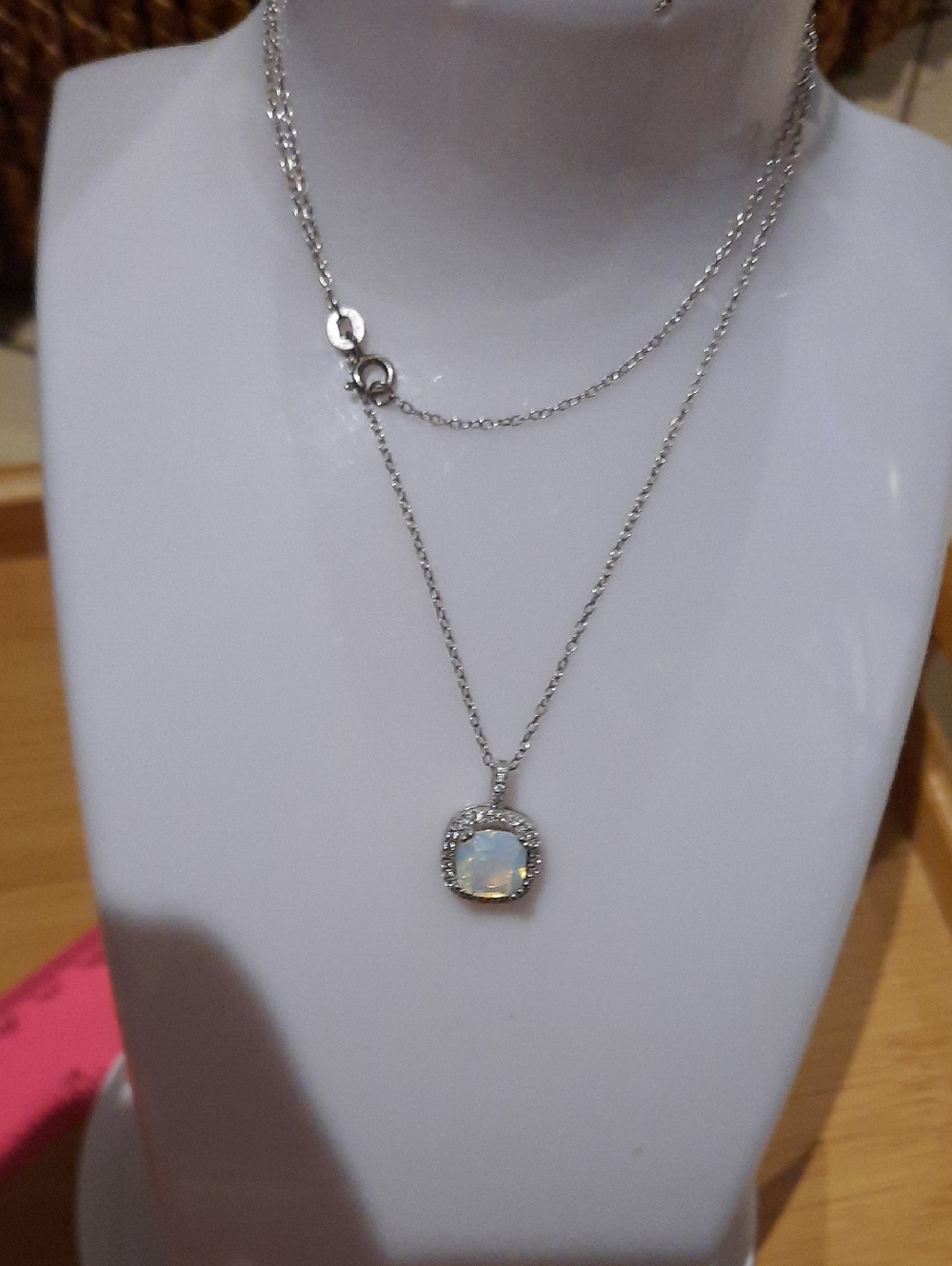GENUINE LIMOGES WEDDING STERLING SILVER MOONSTONE JUNE BIRTHSTONE & CZ NECKLACE